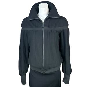 Adidas Yohji Yamamoto Bomber Jacket Womens Medium Black Wool Blend 2 Way Zipper